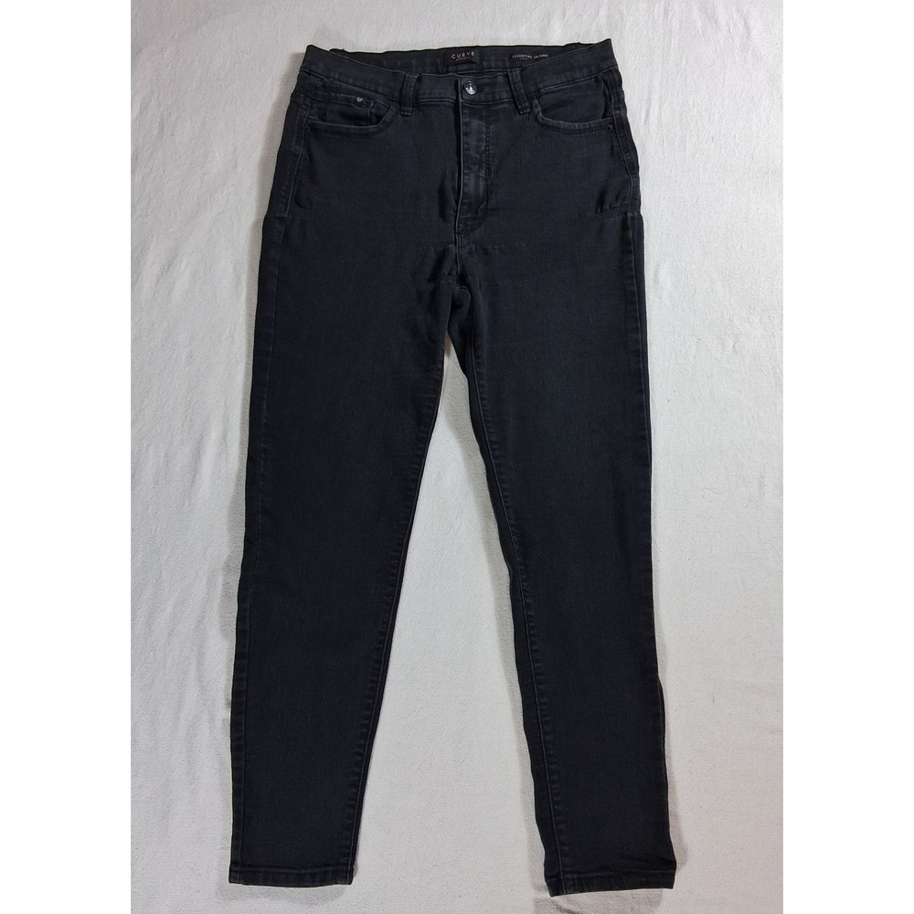 Curve Appeal Essential Skinny Jeans Dark Gray Wash Women's 14/32 Stretch